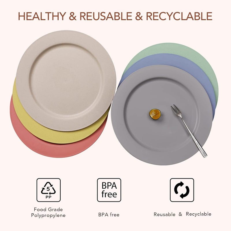 greenandlife 10inch6pcs Dishwasher  Microwave Safe Wheat Straw Plates  Lightweight Reusable Unbreakable Dinner Plates Nontoxin BPA Free and Healthy for Kids  Adults - Image 5