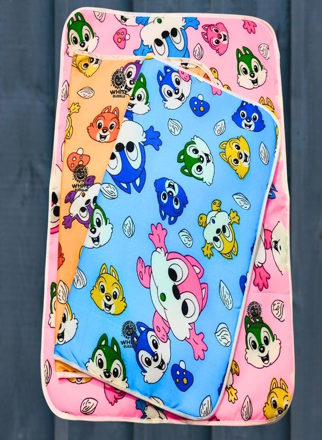 White Bubble Cotton Baby Diaper Changing Mat with Foam, Waterproof Protector for Bed and Crib - 60x45 CM (Pack of 3, Multicolor) - Image 1