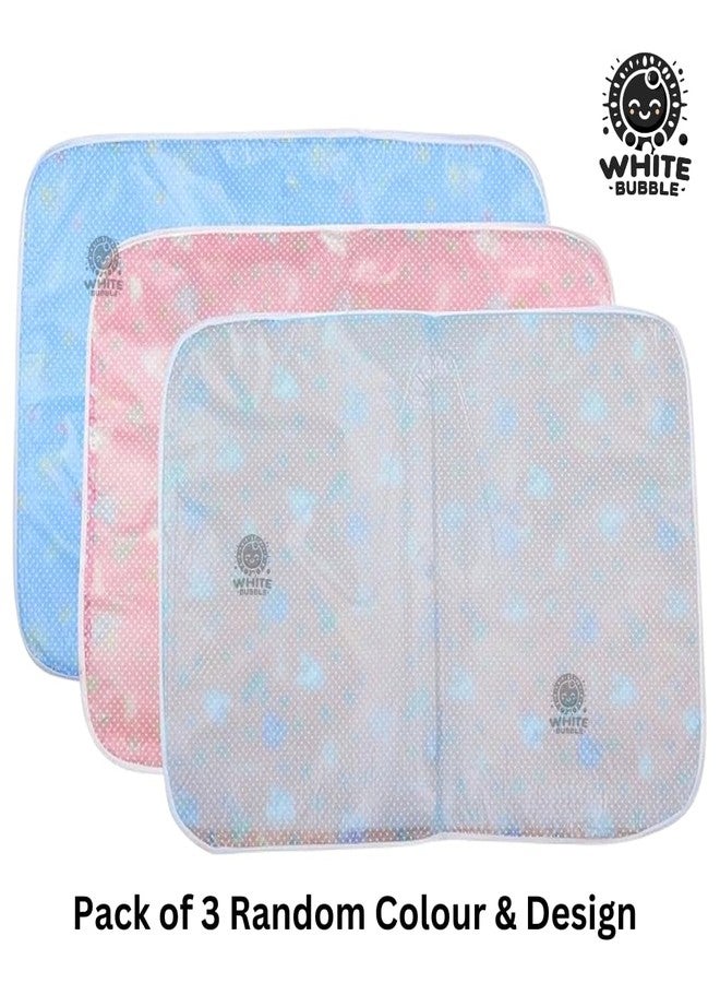 White Bubble Cotton Baby Diaper Changing Mat with Foam, Waterproof Protector for Bed and Crib - 60x45 CM (Pack of 3, Multicolor) - Image 5