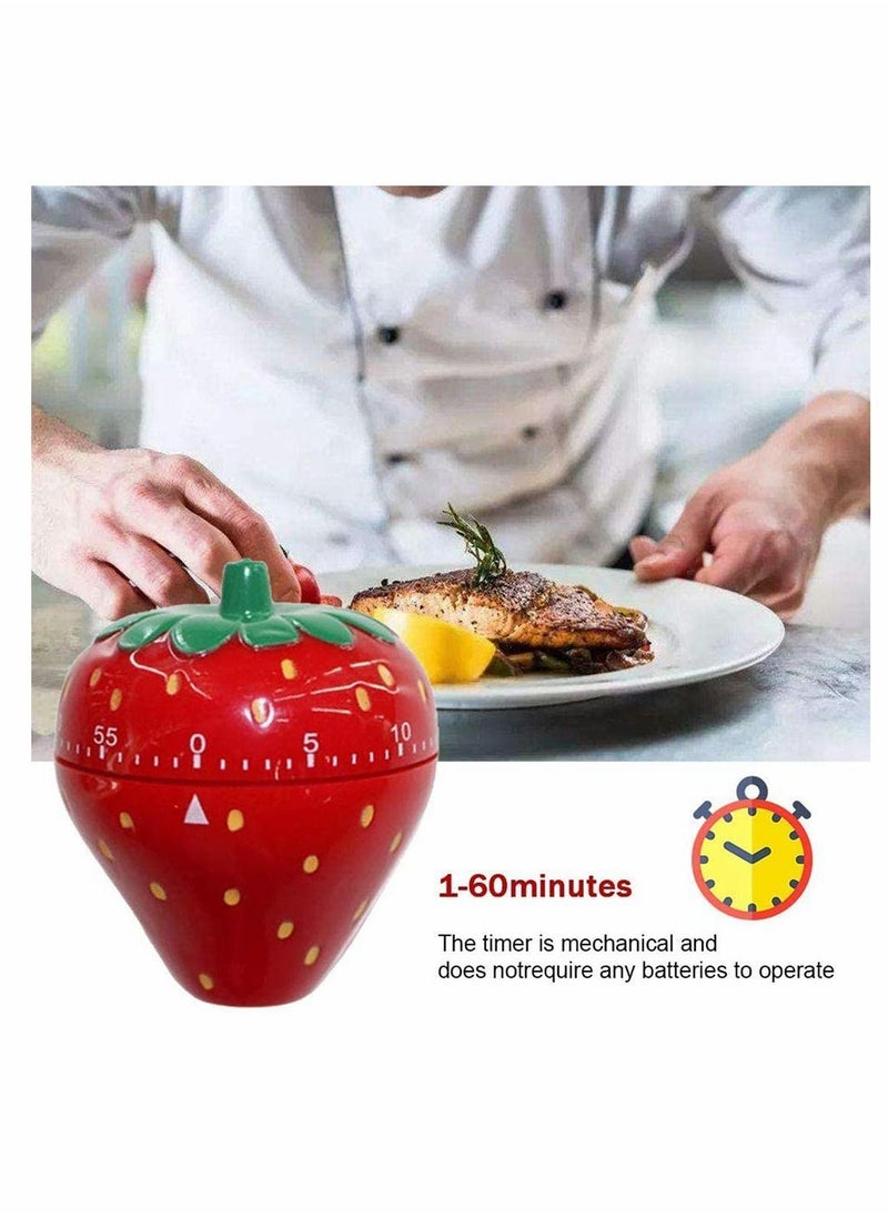 Y&D - Kitchen Timer, Novelty Cute 60min 360 Degree Rotating Timers, Mechanical Ring Alarm Tools, for Time Management Cooking Learning Exercise Playing Game Timer - Strawberry - Image 1