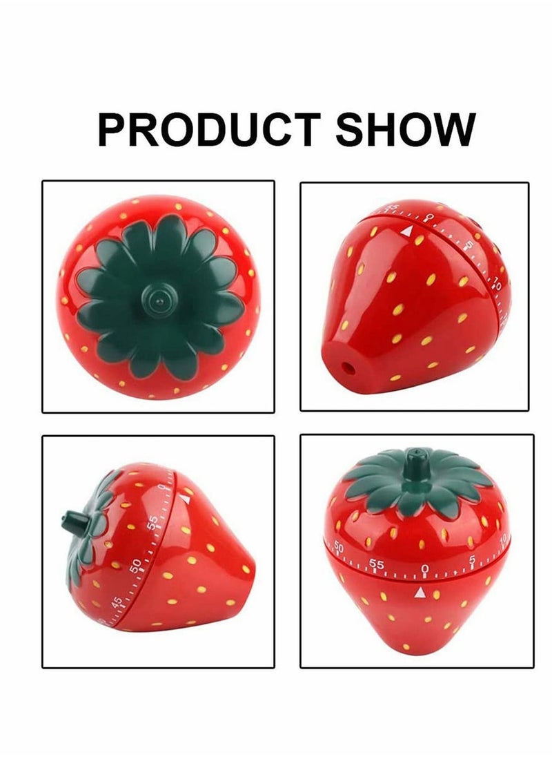 Y&D - Kitchen Timer, Novelty Cute 60min 360 Degree Rotating Timers, Mechanical Ring Alarm Tools, for Time Management Cooking Learning Exercise Playing Game Timer - Strawberry - Image 1