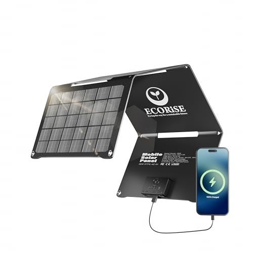ECORiSE 4Panel Foldable Solar Charger 28W HighEfficiency USBC USBA Fast Charging Lightweight Compact Ideal for iPhone Android Camping Backpacking Emergency EcoFriendly - Image 1