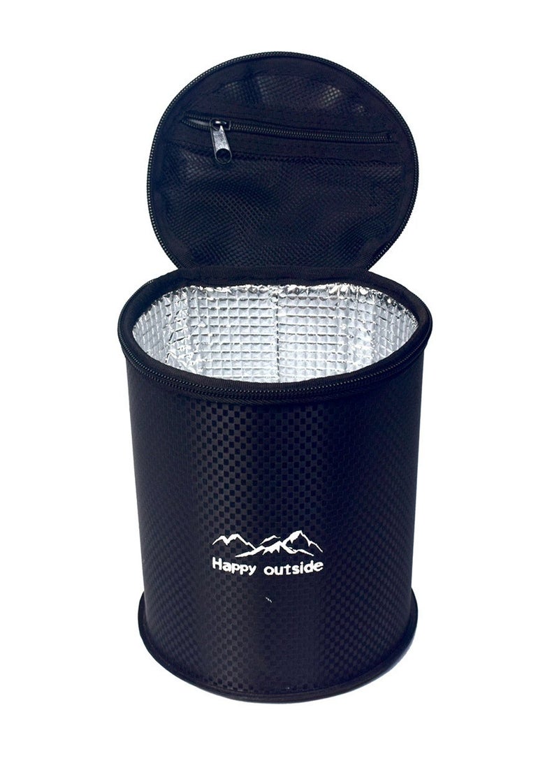 سعيد خارج حقيبة حرارية سميكة متعددة الأغراض مع طبقة عازلة، مناسبة للمنزل والسفر وصيد الأسماك والمغامرة وغيرها من الأنشطة الخارجية، تستخدم لتخزين زجاجات المشروبات وأسطوانات الغاز وزجاجات الأطفال ومعزولة بالحرارة ومضادة للتصادم وحقيبة تخزين مضغوطة (أسود) - Image 5