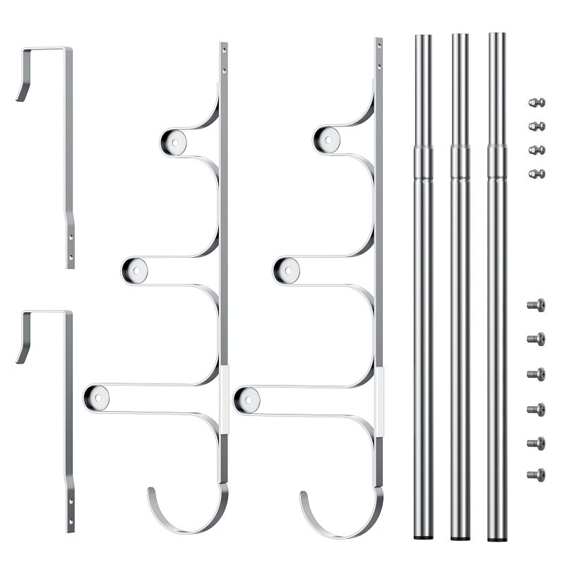 CANYAVE Over The Door Towel Rack, Over Door Towel Rack for Bathroom Door, Triple Towel Storage Holder with Hooks (Silver) - Image 3