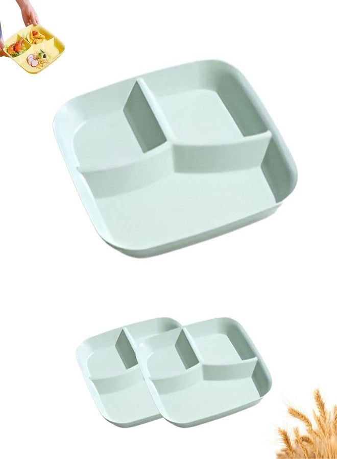 FLOXIT 2 Pcs Kids Divided Dinner Plate, 3 Pocket Plates for Adults, Various Percentage Portion Plates for Adults Kids, Kids Plates with Sections, Divided Sections Dinner Plate Light Green - Image 1