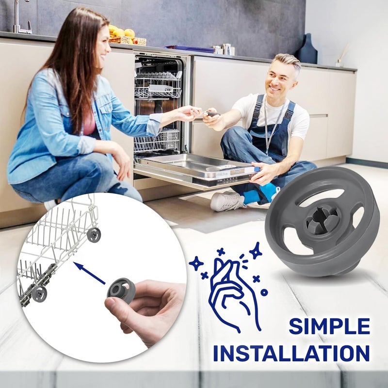 8 قطع عجلات السلة السفلية لغسالة الأطباق برمز أصلي 056347 C00056347 لـ Indesit لـ Ariston - ضمان 10 سنوات - مونتيرال - Image 5