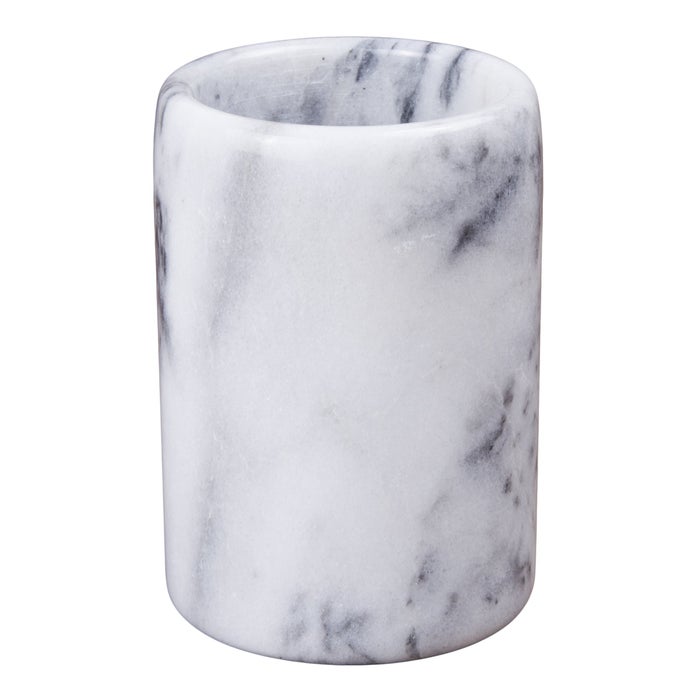 32466 NATURAL MARBLE STONE TUMBLER TOOTHBRUSH HOLDER 314 DIAM X 412 H OFFWHITE PATTERNS MAY VERY