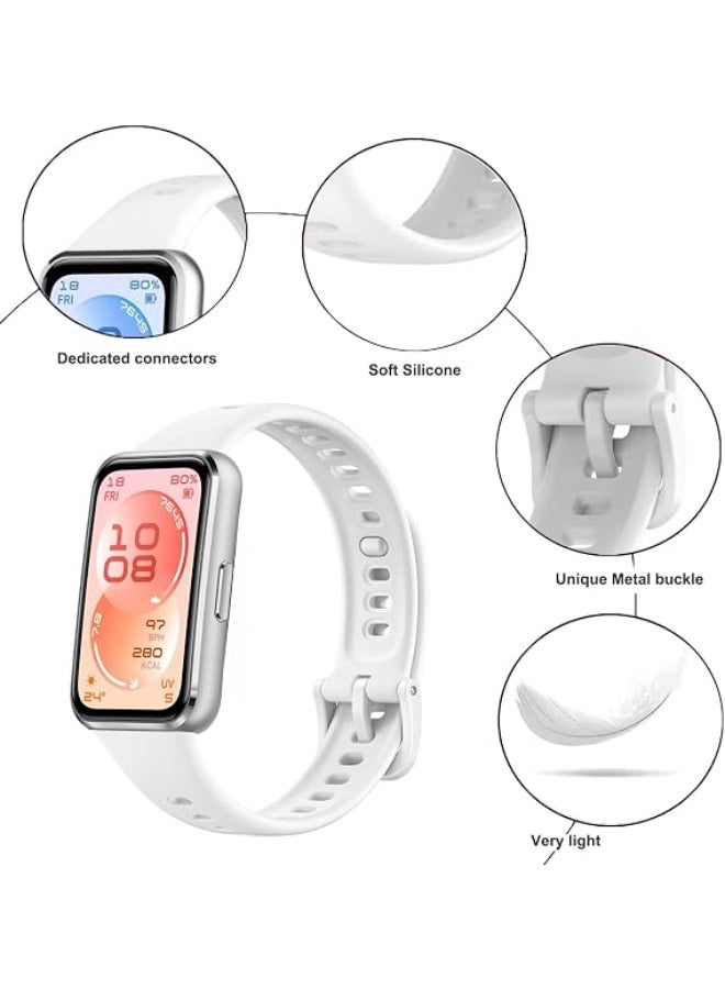 X-Tech Silicone Strap for Huawei Band 11/Band 11 Pro, Soft Silicone Sport Band, Breathable and Comfortable, Adjustable Replacement Strap for Huawei Band 11/11 Pro - White - Image 2