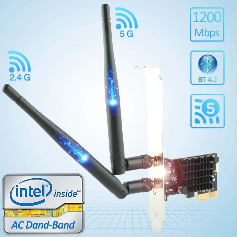 Ubit AC1200 PCIe WiFi Card for PC with BT 4.2 | Dual Band Wireless Network Adapter WiFi Card with Heat Sink Technology | for Gaming, Browsing, Streaming etc - Image 2