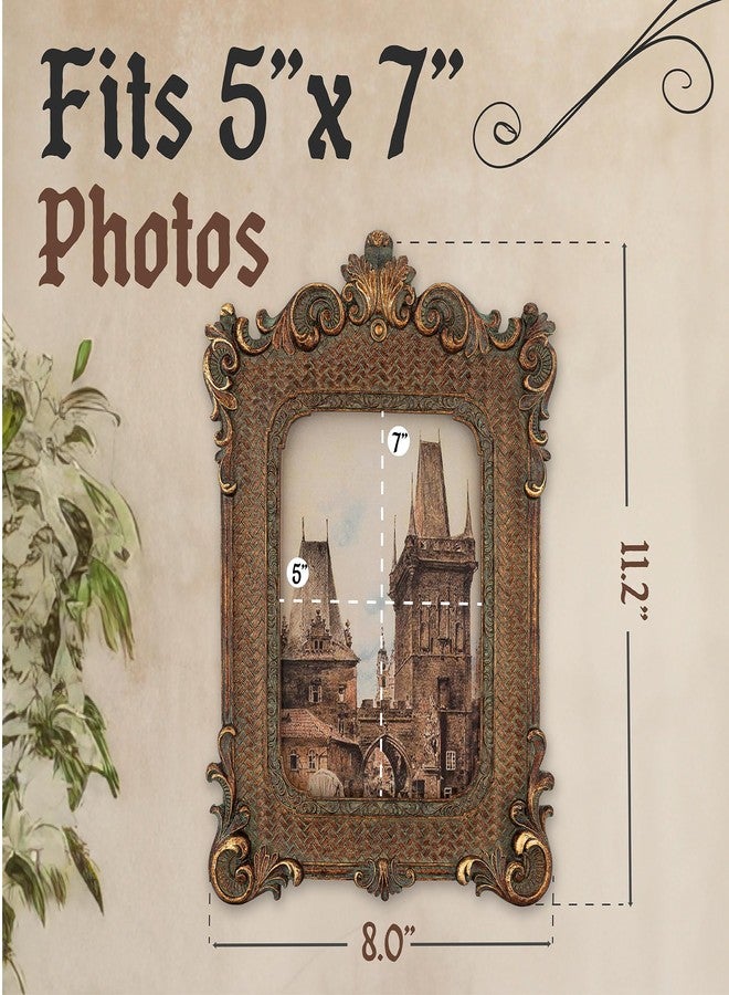 Olden Days إطار صور من أولدن دايز مقاس 5x7 - تصميم أوروبي عتيق قوطي، إطار صور عتيق على طراز الباروك للتعليق على الحائط، والعرض على سطح الطاولة، وديكور المنزل (برونزي) - Image 3