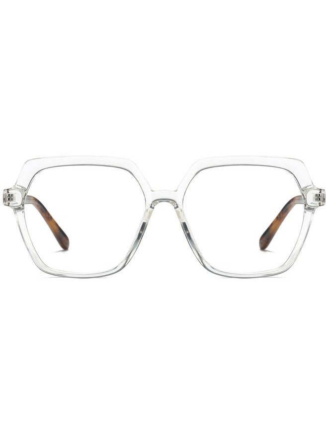 CHAUOO Blue Light Blocking Gl for Women Men Retro Oversized Square Eyegl Frame (Transparent) - Image 1