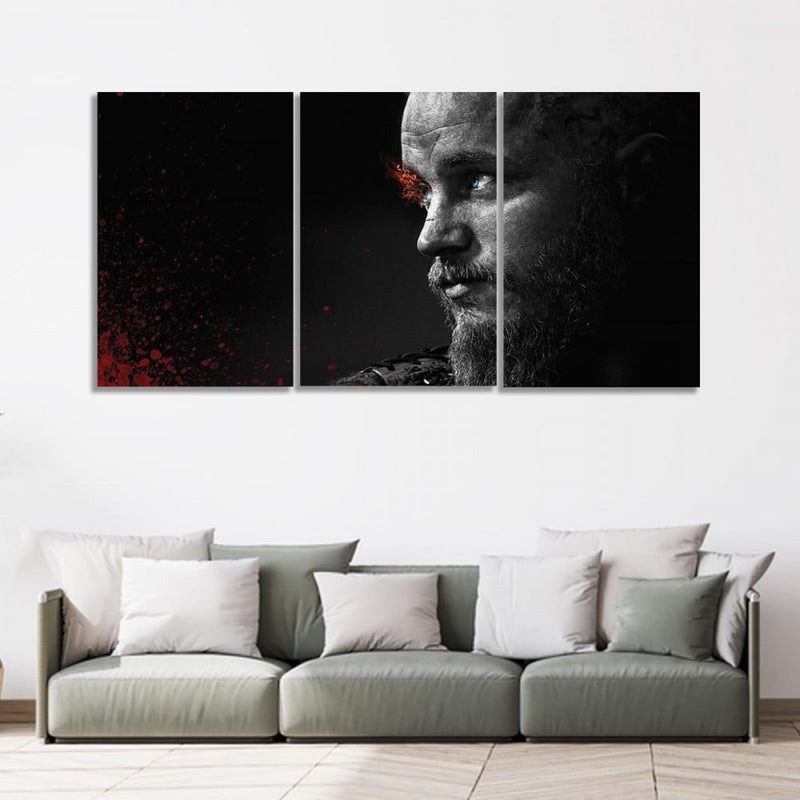 Marktna Three canvas prints featuring the VIKING series design, with a hollow frame, measuring (120×60), three pieces. - Image 1