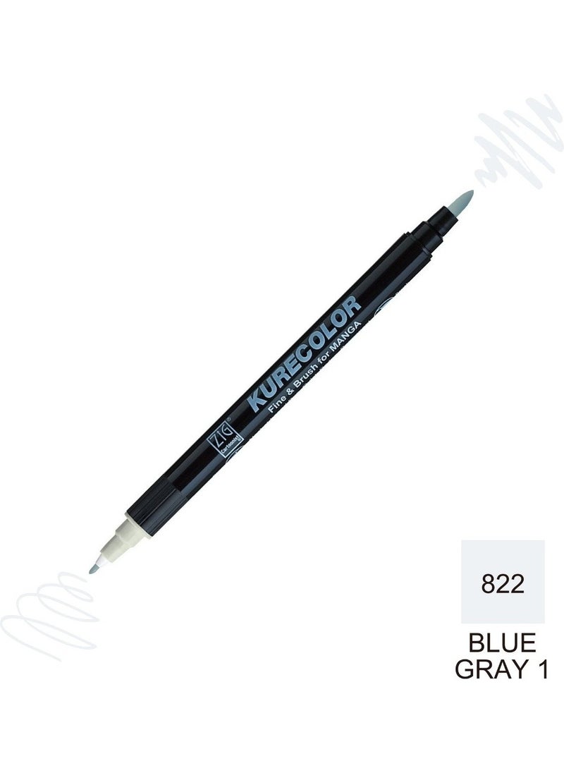 Zig Kurecolor Mangaka Fine&brush Double-Sided Pen CNKC-2200 No 822 Blue Gray 1  - Image 5