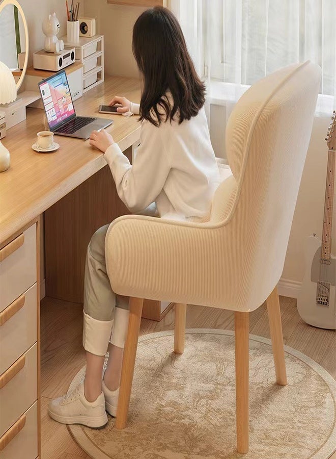 كوتيس كرسي مكياج خشبي من كوتيس مع وسادة، كرسي طعام، كرسي أريكة لغرفة النوم، غرفة المعيشة، المطعم، قماش مخملي، 50 × 40 × 80 سم - Image 2