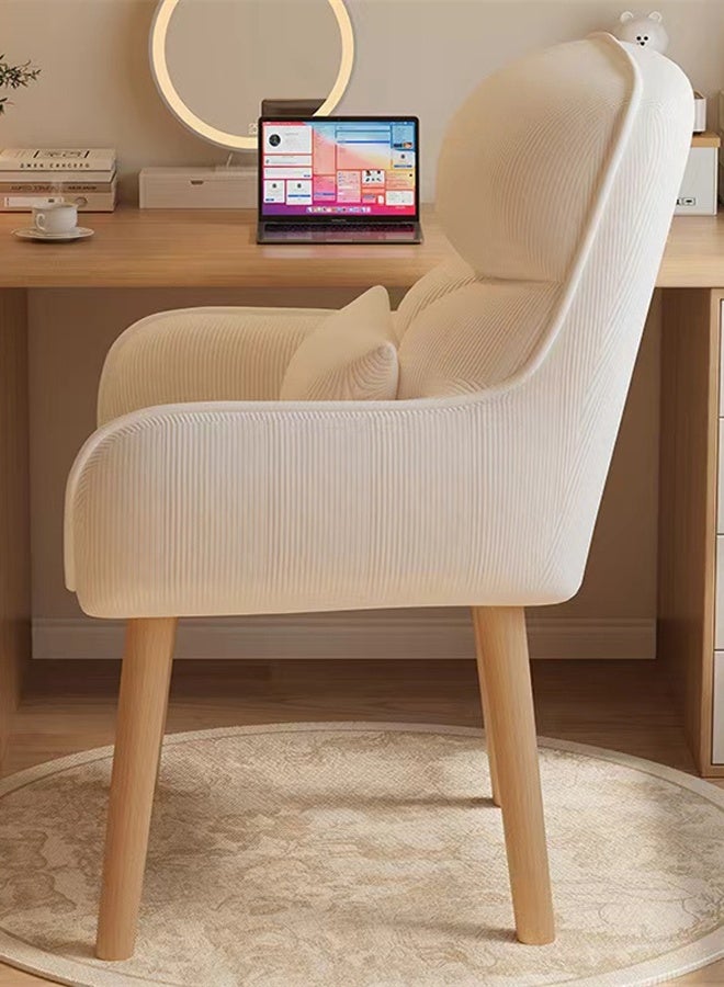 كوتيس كرسي مكياج خشبي من كوتيس مع وسادة، كرسي طعام، كرسي أريكة لغرفة النوم، غرفة المعيشة، المطعم، قماش مخملي، 50 × 40 × 80 سم - Image 3