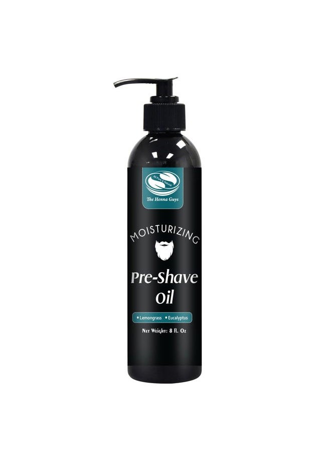 The Henna Guys 8 fl. Oz, Lemongrass & Eucalyptus Pre Shave Oil for Men, Premium Pre Shave Oil, Excellent Shaving oil for Men, Prepares for a burns free Shave, Works with Straight or Safety Razor  - Image 1