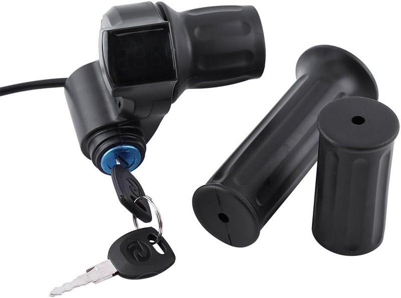 comfrt Throttle Grip Handlebar, LED Display Screen Throttle Control Handlebar Grip with Lock for Electric Bike Ebike Throttle - Image 1