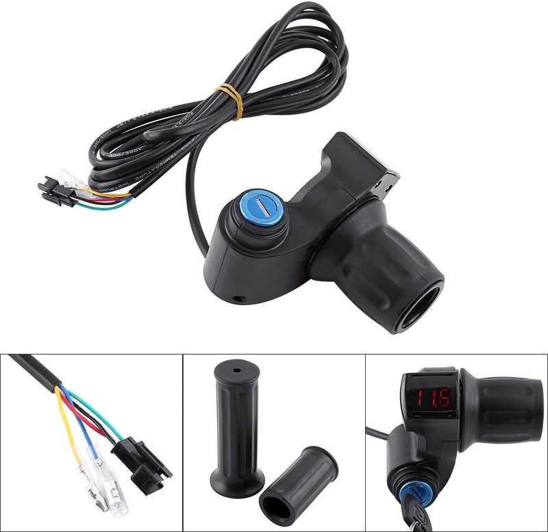 comfrt Throttle Grip Handlebar, LED Display Screen Throttle Control Handlebar Grip with Lock for Electric Bike Ebike Throttle - Image 2