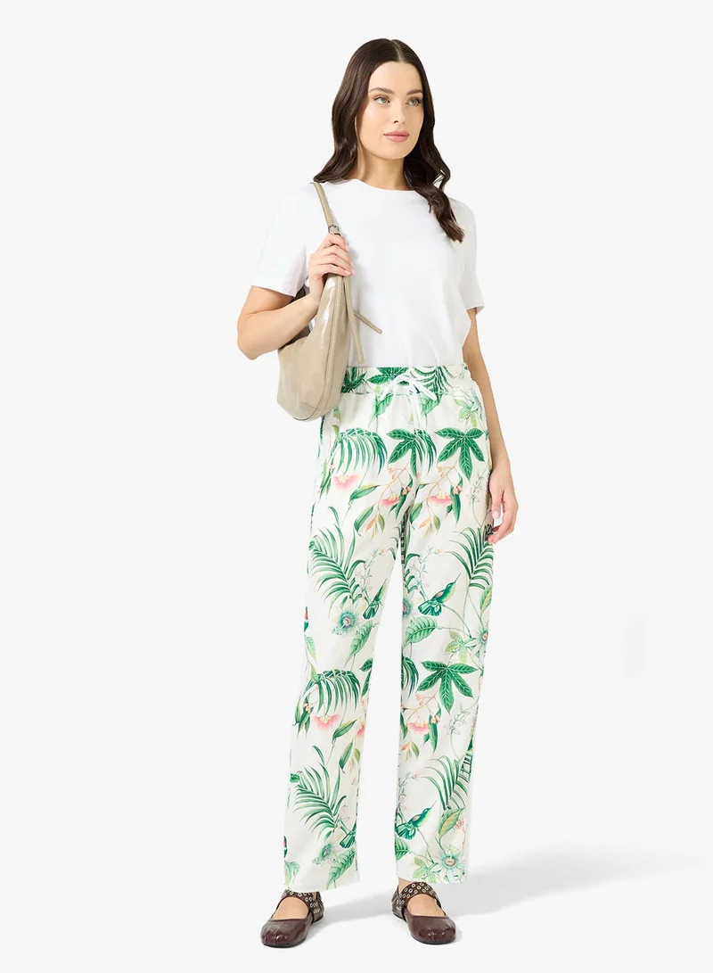 Ginger Floral Print Casual Comfort Fit Pants