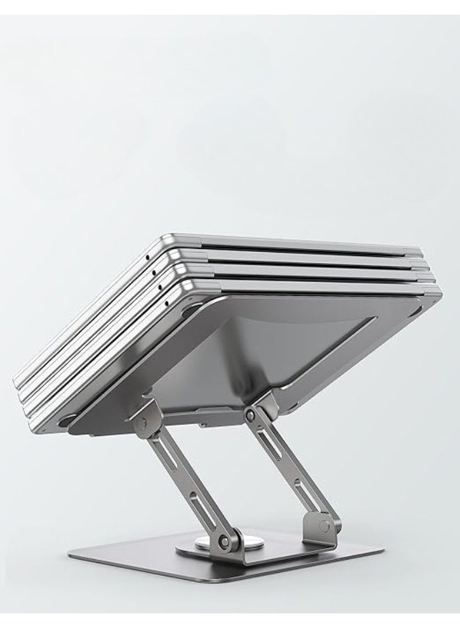 360° Rotating Laptop Stand with Adjustable Height – Portable Foldable Metal Computer Holder for 25-39 cm Laptops – Silver - Image 3