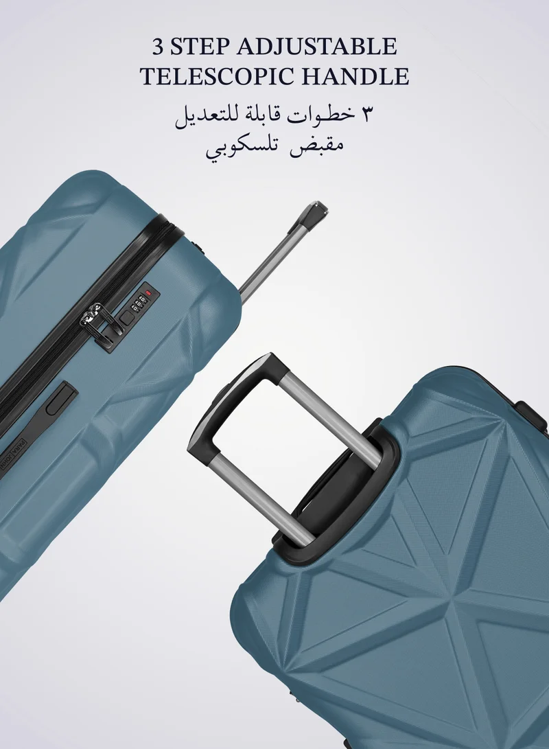PARAJOHN Matrix 28-Inch Large ABS Hard Case Checked-In Luggage Trolley Bag with 8 Spinner Wheels and Lock – Turkish Blue