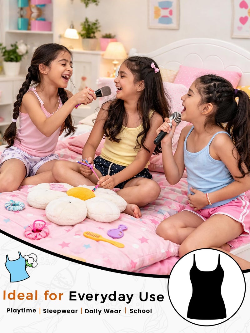 BODYCARE Kids Girls Regular Fit Vest| 100% Cotton| Skin Friendly | Lightweight | Sleeveless Design | Pack of 3 - Assorted (KIA8621-PK005), 7-8 Years - Image 3