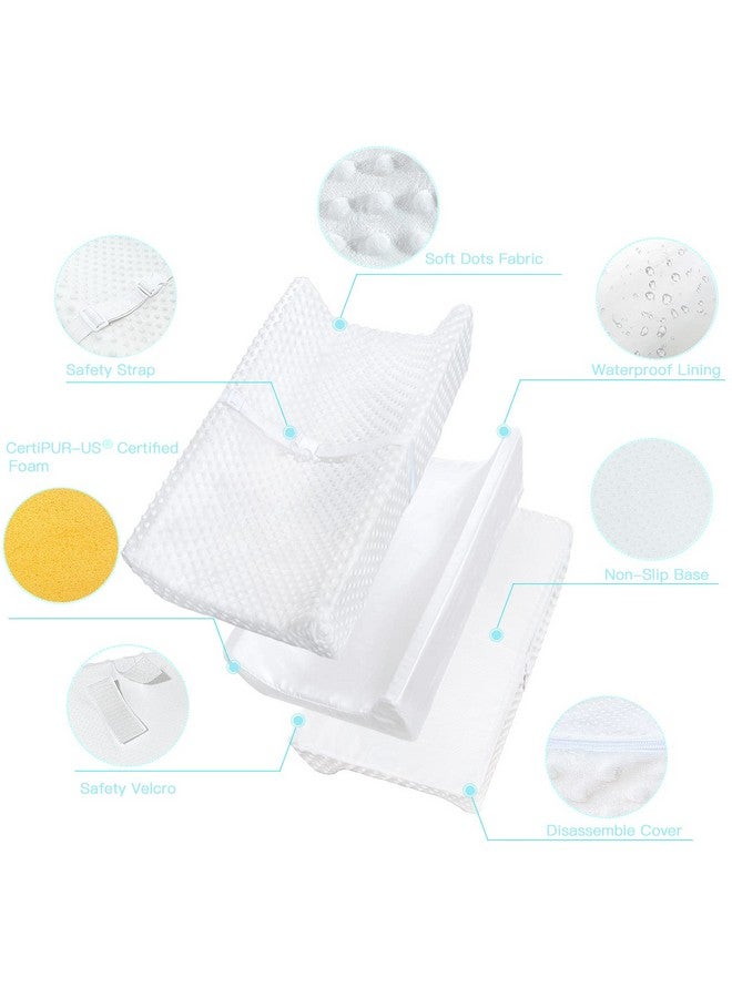 YENING Mini Baby Diaper Changing Pad for Dresser Top with Cover 27" x 16", Waterproof Lining Small Foam Contoured Changing Table Pads Topper White - Image 2