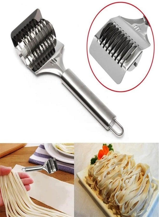 CRAZYGOL Stainless Steel Noodle Roller Cutter Tool Kitchen Helper Pastry Cutter (Pack of 1) - Image 4
