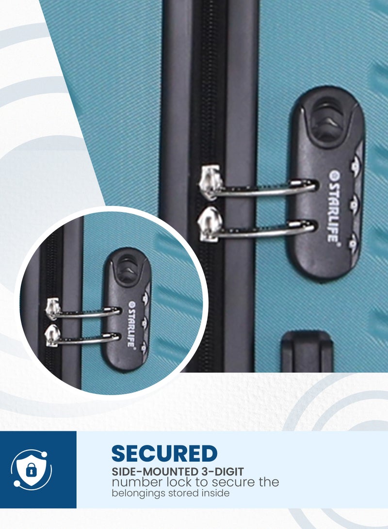 ستار لايف مجموعة حقائب سفر بعجلات من الجانب الصلب ABS مكونة من 3 قطع بعجلات دوارة مع قفل أرقام - Image 3