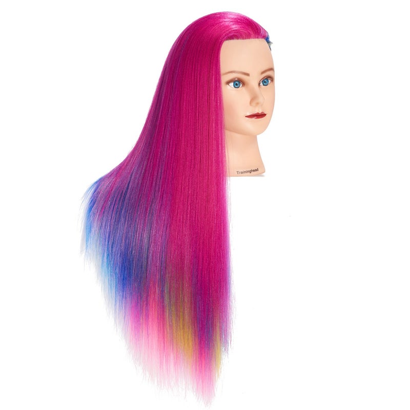 Training Head 26"-28" Mannequin Head Hair Styling Manikin Cosmetology Doll Head Synthetic Fiber Hair Hairdressing Training Model Free Clamp (1711W0320) - Image 3