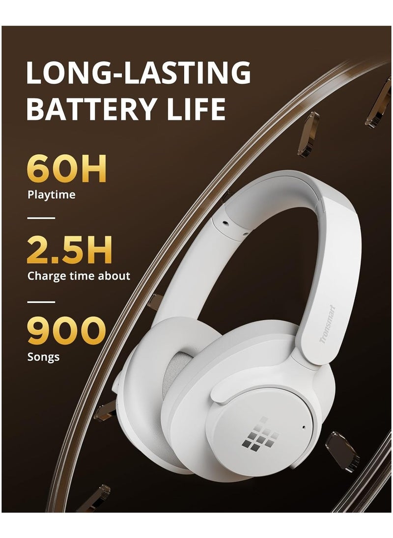 Tronsmart Tronsmart Q20S hybrid active Noise Cancelling Headphones, Wireless Over Ear Bluetooth Headphones with Mic, Hi-Res Audio, 60H Playtime, Deep Bass Custom EQ via App, Comfort Fit, for Travel Home Office White  - Image 2