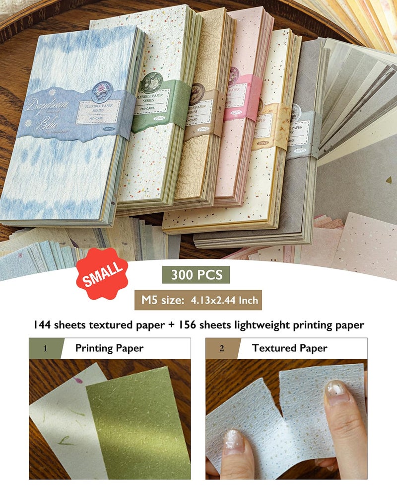 K Kattone 300 Pcs Scrapbook Paper Kit - 6 Pack Textured&Printed Decoupage Paper Assorted Set Colorful Special Mixed For Scrapbooking Supplies Junk Journaling Bullet Cards Making Craft Collage 4.13X2.44 Inch - Image 5