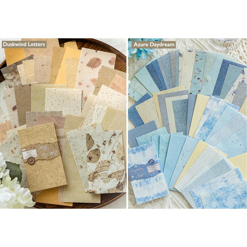 K Kattone 300 Pcs Scrapbook Paper Kit - 6 Pack Textured&Printed Decoupage Paper Assorted Set Colorful Special Mixed For Scrapbooking Supplies Junk Journaling Bullet Cards Making Craft Collage 4.13X2.44 Inch - Image 2