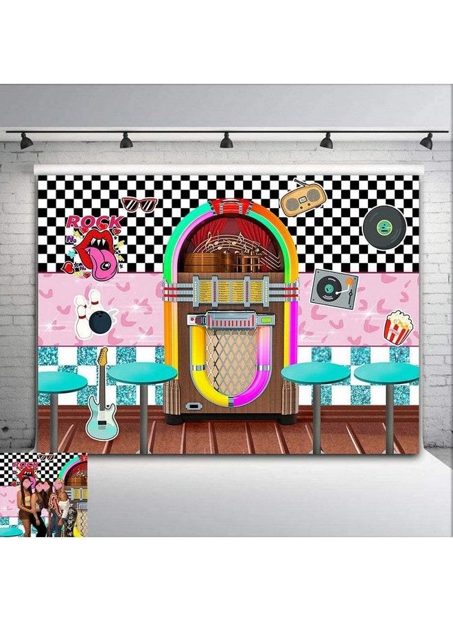 Fanghui - Back To 50'S Sock Hop Photography Backdrop Vinyl 7X5Ft For 1950S Rock Roll Party Banner Decorations Soda Shop Retro Dinner Time Prom Dance Photo Background Photo Booths Studio Props - Image 1
