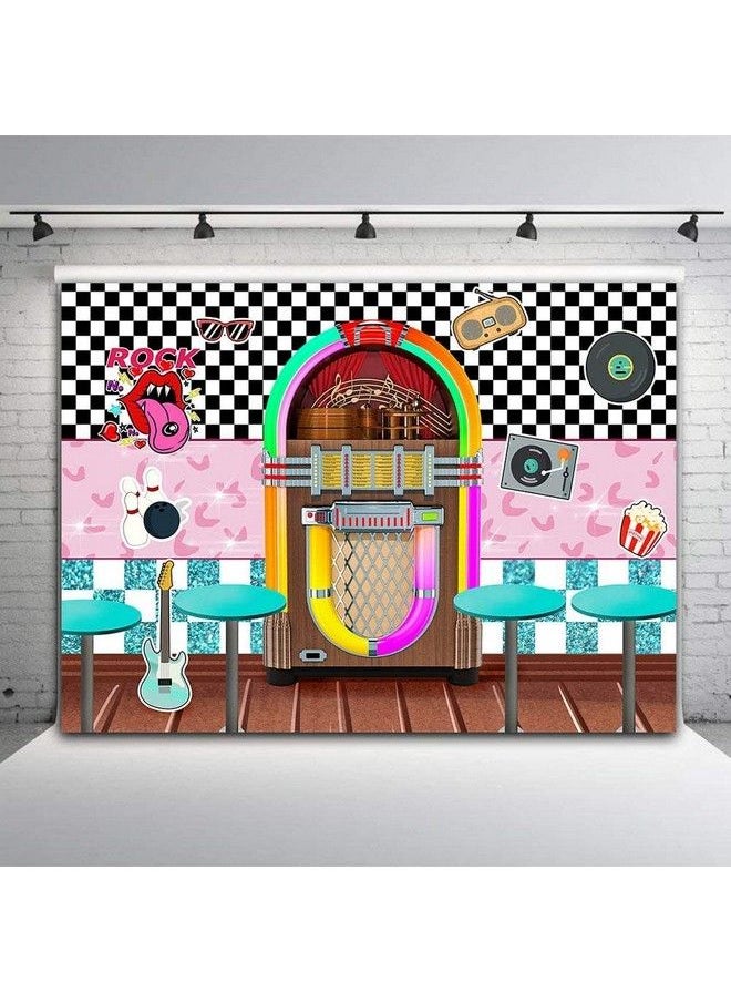 Fanghui - Back To 50'S Sock Hop Photography Backdrop Vinyl 7X5Ft For 1950S Rock Roll Party Banner Decorations Soda Shop Retro Dinner Time Prom Dance Photo Background Photo Booths Studio Props - Image 1