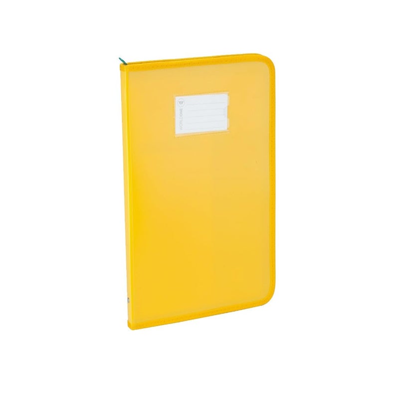 WORLDONE Zipper Display Book Folder for Documents, with Name Card, Made of 0.8mm Virgin PP Material with 20 Bound Plastic Binder Sleeves, Size FC (fullscap), Radiant Yellow, Set of 1 - Image 1