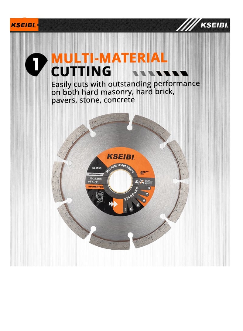 KSEIBI SINTERED DIAMOND DISCS/SEGMENTED 115x22.2MM – High Performance for Concrete, Stone & Masonry - Image 3