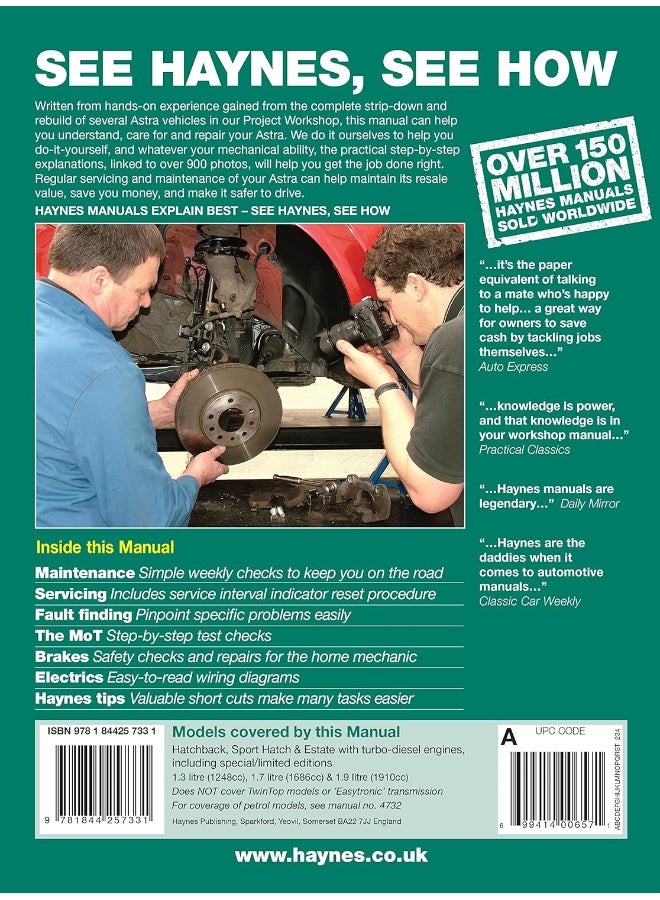 Vauxhall/Opel Astra Diesel (May 04 - 08) Haynes Repair Manual - Image 5