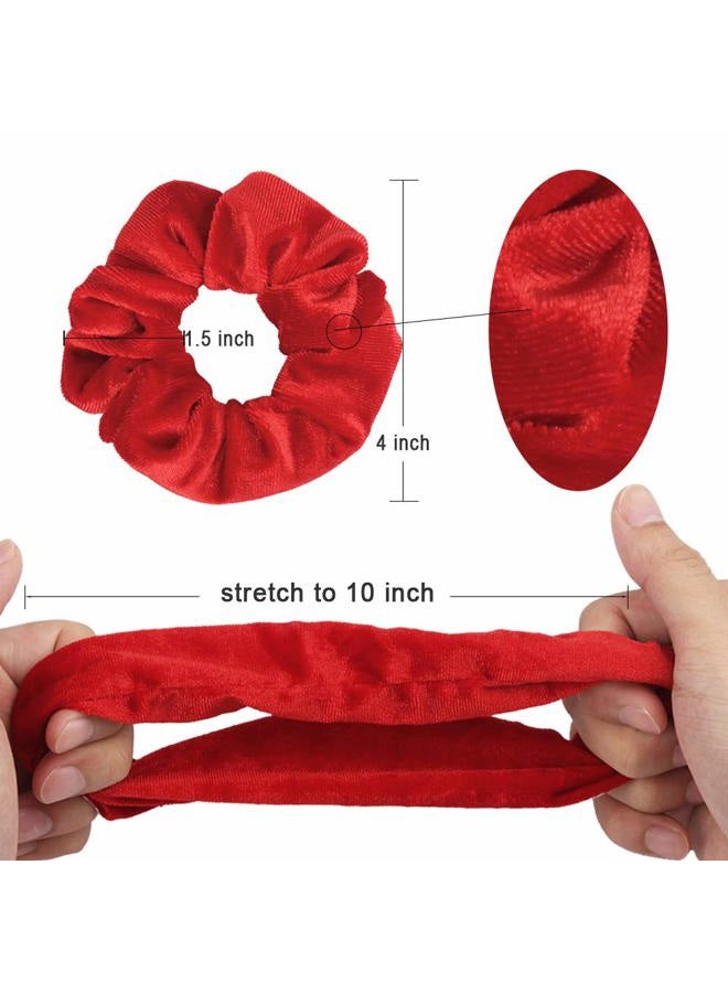Didder 20 Pcs Solid Color Red Velvet Soft Hair Scrunchies Hair Ties for Women Girls Hair Accessories for Gift - Image 2