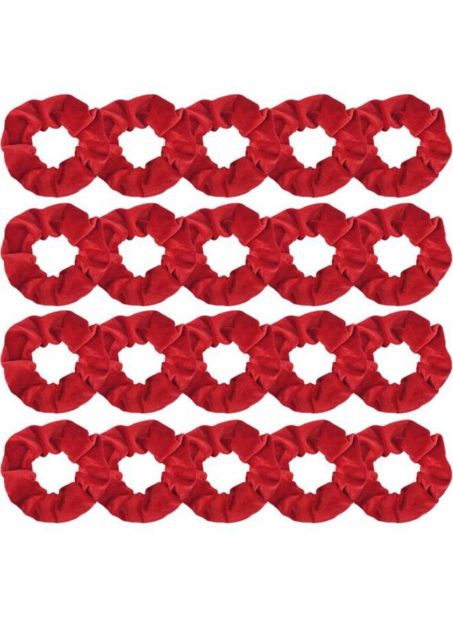 Didder 20 Pcs Solid Color Red Velvet Soft Hair Scrunchies Hair Ties for Women Girls Hair Accessories for Gift - Image 1