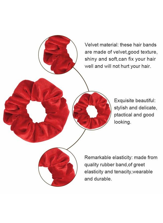 Didder 20 Pcs Solid Color Red Velvet Soft Hair Scrunchies Hair Ties for Women Girls Hair Accessories for Gift - Image 3