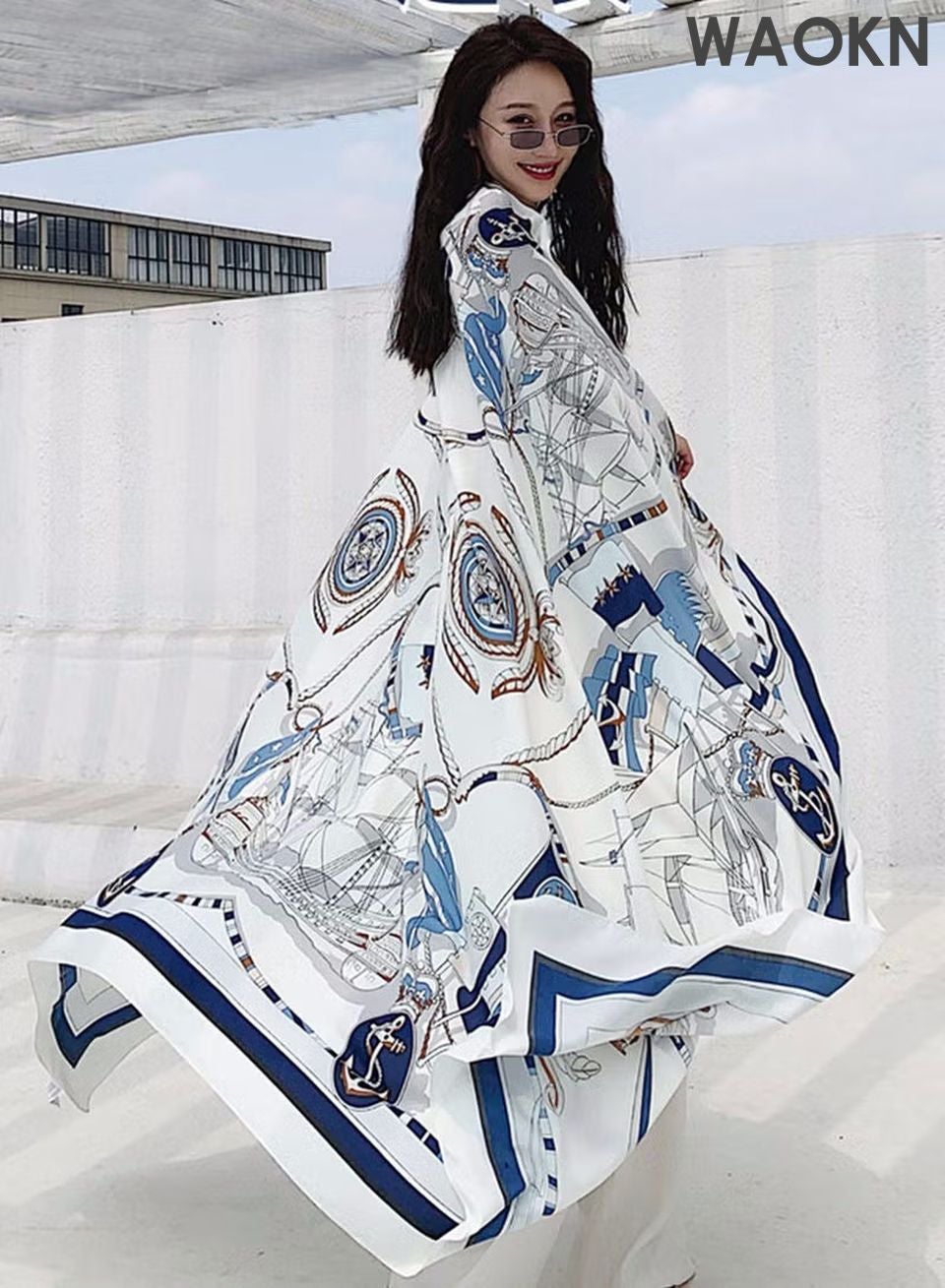 Lady's Scarf Silk Scarf Long Silk Scarf Women's Blue Square Scarf Decorative Sun Protection Scarf Function Silk Thin Scarf Beach Sun Shawl, Lightweight Scarf Four Seasons Fashion Scarf