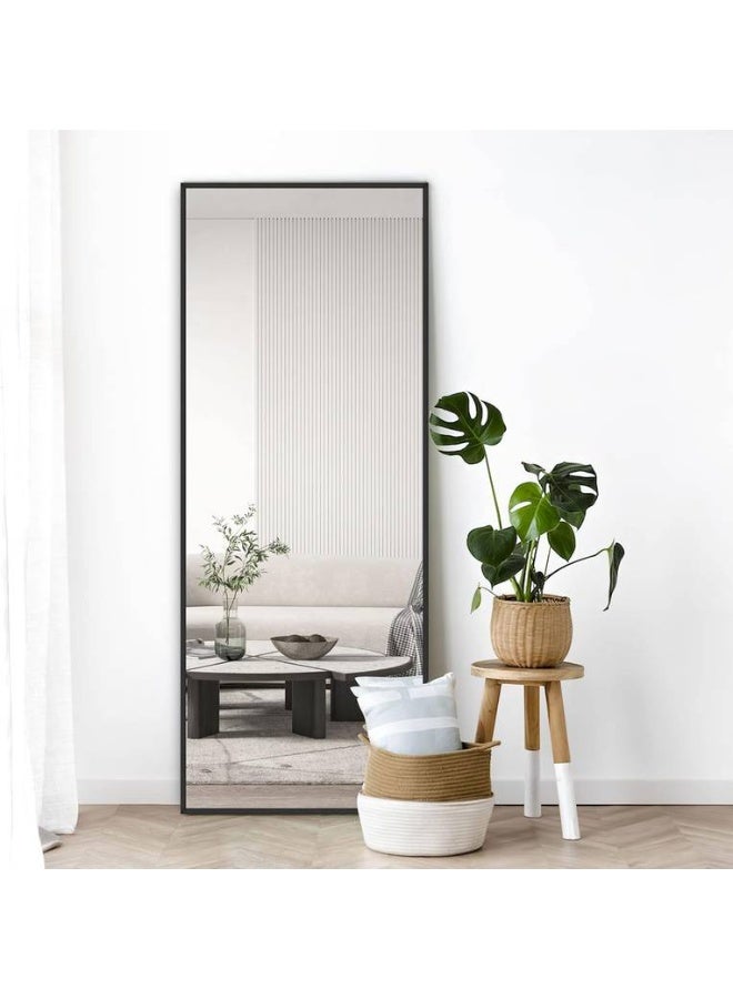 Crest J Full-Length Black Aluminum Mirror with Stand and Wall-Mount Option - Image 2