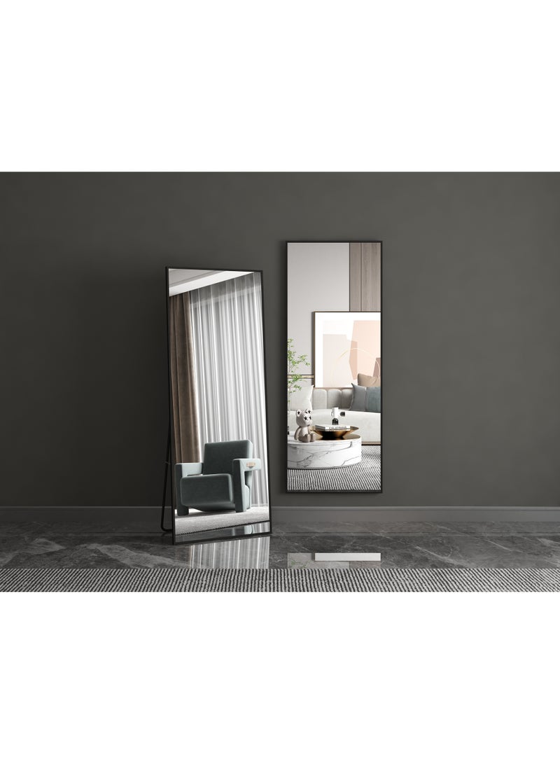 Crest J Full-Length Black Aluminum Mirror with Stand and Wall-Mount Option - Image 4