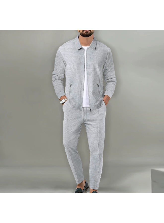 general Waffle Solid Classic Men's Athletic 2Pcs Tracksuit Set Casual Full-Zip Sweatsuits Long Sleeve Jacket And Jogging Pants Set For Gym Workout Running - Image 1