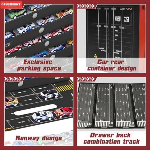 PLUSPOINT 48pcs Pull Back Toy Cars Set, Alloy Racing Cars,Bulk Metal Pull Back Vehicles Set,with Parking lot Car for Kids Ages 3-8 Goodie Bag Stuffers Mini Car Party Favors for Kids Boys and Girls - Image 3