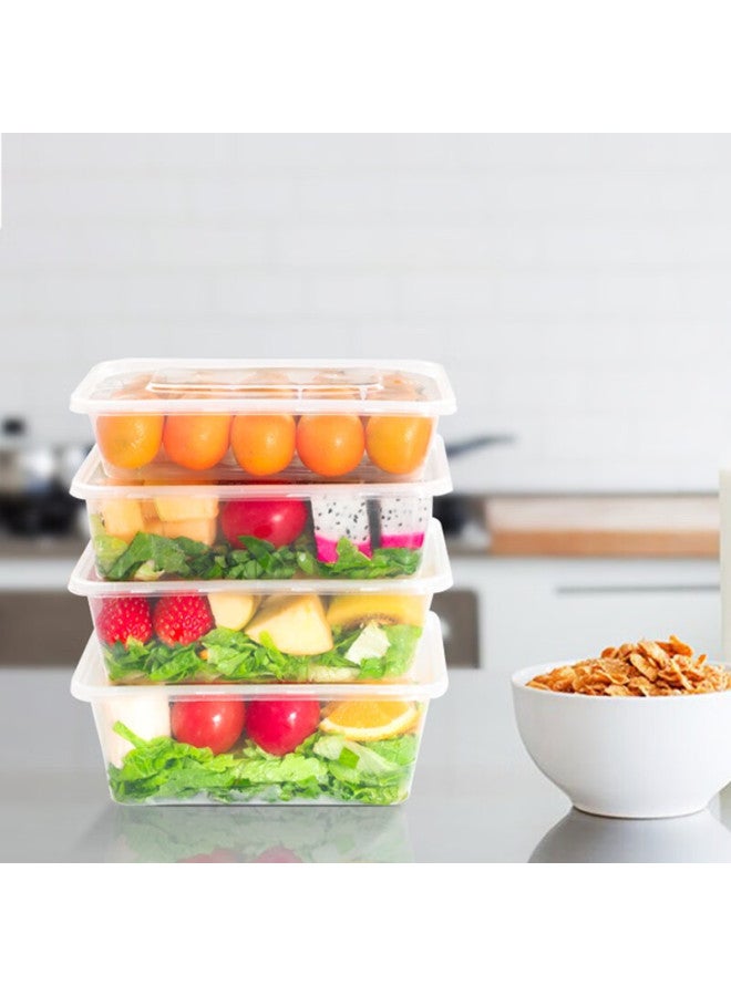 Temeiju Disposable Food Containers, Takeout Boxes, Food-grade Square Lunch Boxes With Lids, Microwave-safe And Heat-resistant, 750ml Capacity, 300 Sets - Image 5