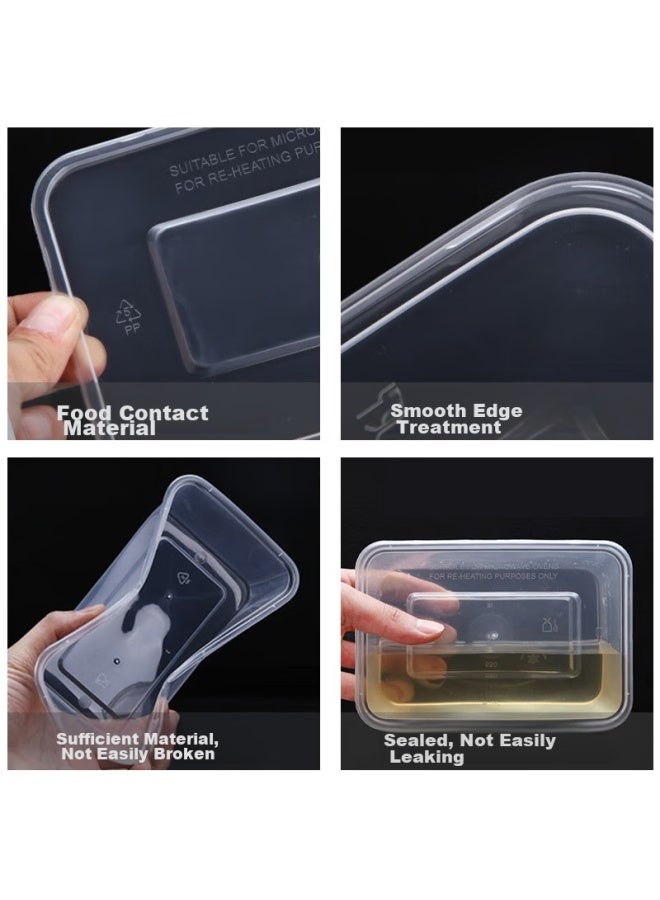 Temeiju Disposable Food Containers, Takeout Boxes, Food-grade Square Lunch Boxes With Lids, Microwave-safe And Heat-resistant, 750ml Capacity, 300 Sets - Image 2