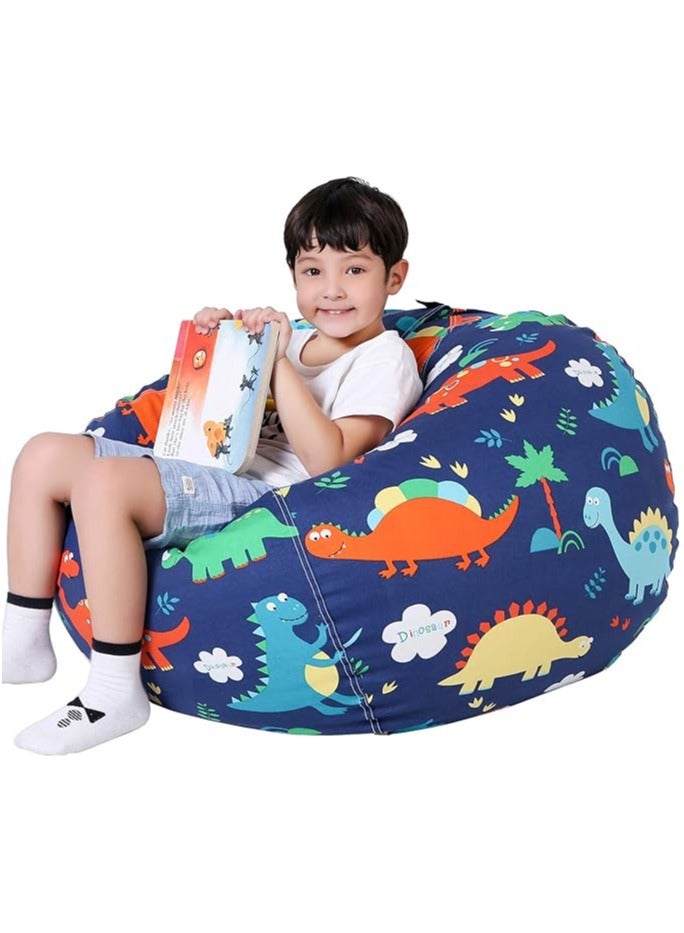 Hihonor Stuffed Animal Storage Bean Bag Chair Cover for Kids, Dinosaur Zipper Beanbag Chair Cover for Organizing Toddler and Kids' Rooms Plush Toys (Dinosaur, Large) - Image 1