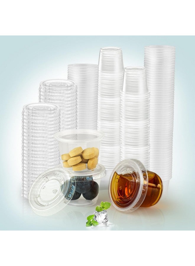 SUCITY SUCITY 240 Sets - 1oz Plastic Condiment Cups with Lids, Portion Cups, 1oz Containers with Lids, Sauce Cups,Small Plastic Jello Shot Cups for Lunch, Party, Trips… - Image 1